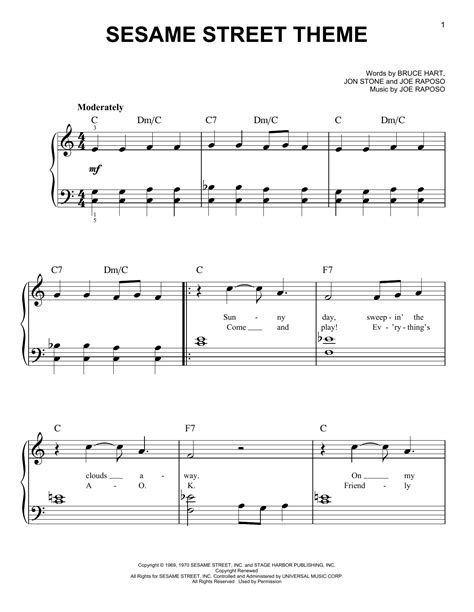 Download "Sesame Street Theme - Joe Raposo" sheet music. Digital score ...