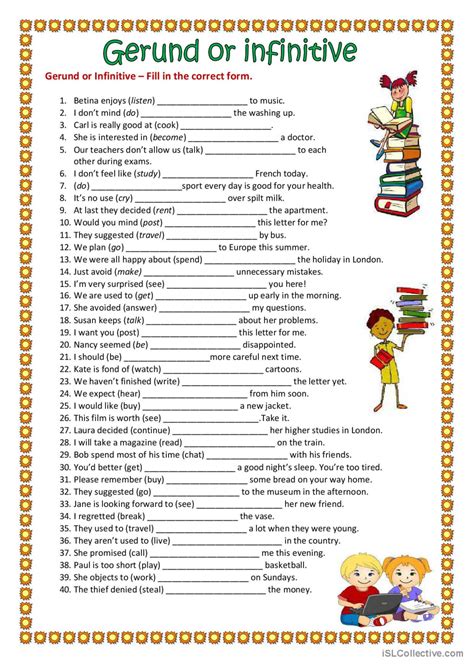 Gerund or Infinitive.: English ESL worksheets pdf & doc