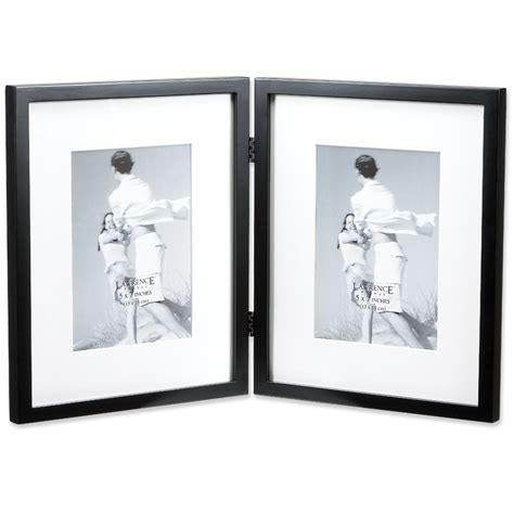 Black Wood 8x10 Hinged Double Picture Frame Matted to 5x7 - Walmart.com