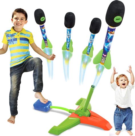 Amazon.com: SHCKE Outdoor Fun Toy Rocket Launcher for Kids - 4 LED ...