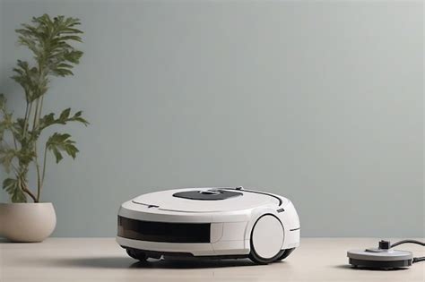 Premium Photo | Robot vacuum cleaner on wooden floor in front of wall ...