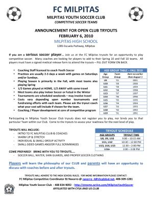 Simple Form For Soccer Tryouts - Fill Online, Printable, Fillable, Blank | PDFfiller