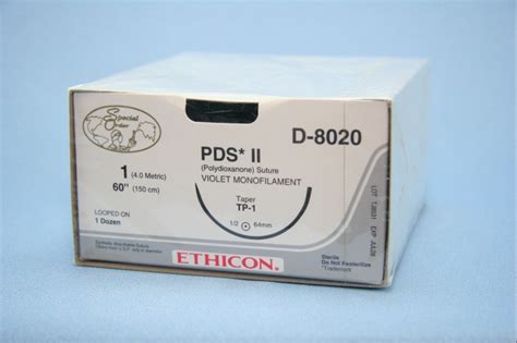 Ethicon Suture, D8020, 1, PDS II violet 60" TP-1 taper, looped to 30 ...