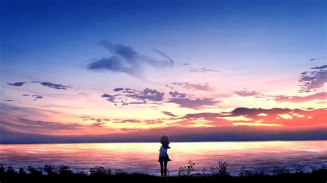 Wallpaper girl, alone, sea, horizon, art hd, picture, image