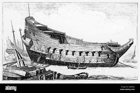 Seventeenth Century shipbuilding Date: mid 17th century Stock Photo - Alamy