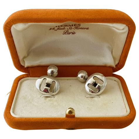 Hermès cufflinks Silvery Silver ref.278977 - Joli Closet