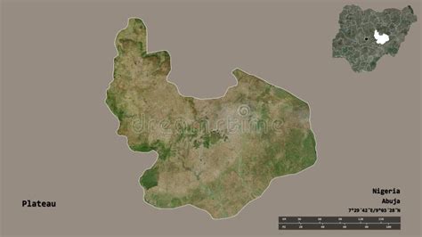 Plateau, State of Nigeria, on White. Bilevel Stock Illustration ...