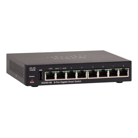 Cisco SG250-08 Smart Plus L2-Managed Gigabit Switch 8 Port Gigabit