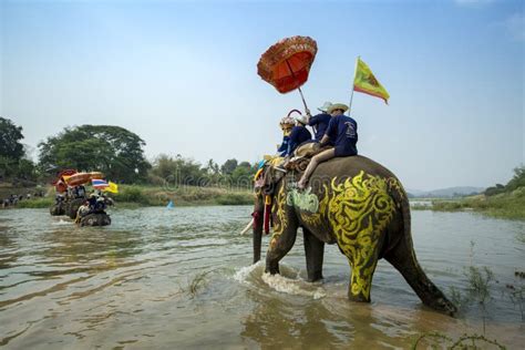 SUKHOTHAI - 2017 APRIL 7 : Sukhothai Ordination Parade on Elephant Back Festival at Hadsiao ...