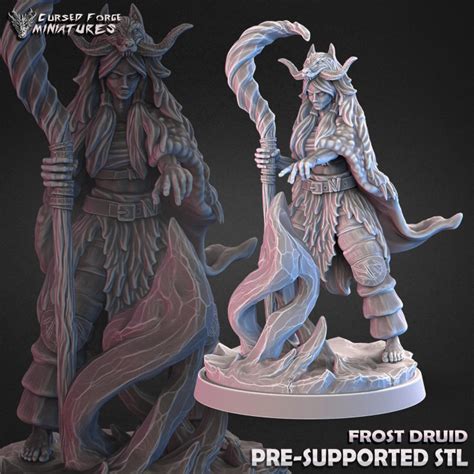 3D Printable Frost druid conjurer (supported) by Cursed Forge Miniatures