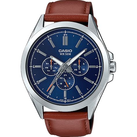 Casio - Casio Men's Classic Multi-Hand Brown Leather Strap Watch MTPSW300L2AV - Walmart.com ...