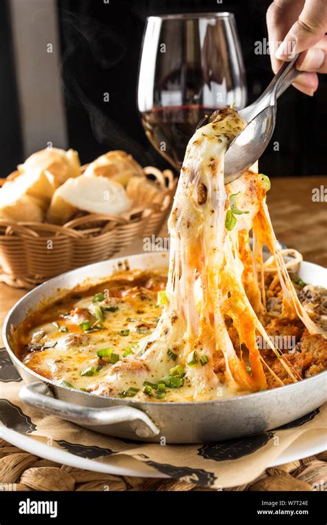 Parmegiana Cheese and meat Stock Photo - Alamy