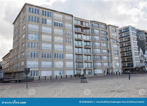 Architecture in Koksijde from the Beach of the North Sea Stock Photo ...