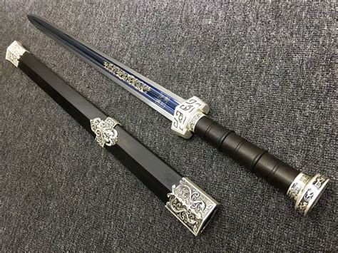 Qin jian sword,High carbon steel blade,Black wood,Alloy fittings ...