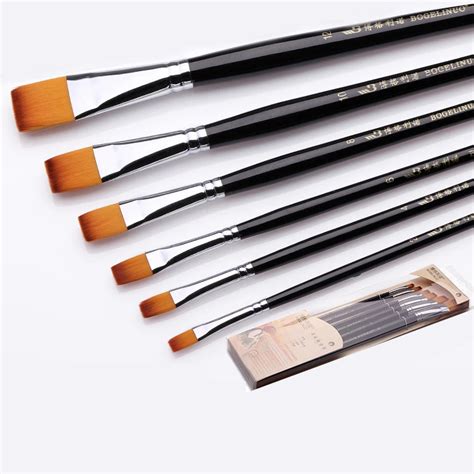 Bgln 6pcs/Set Painting Brush Nylon Oil Paint Water Color Painting Brush Flat Paint Brush ...