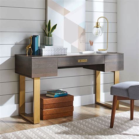 Better Homes & Gardens Lana Modern 3-Drawer Writing Desk, Toasted Brown Ash Finish - Walmart.com ...