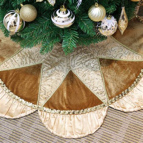 Valery Madelyn 48 Inch Luxury Gold Christmas Tree Skirt with Sequins ...