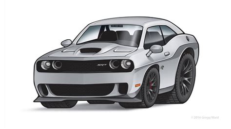 Dodge Challenger Hellcat Cartoon