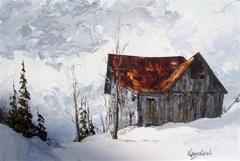 Original Oil Painting by James Lorimer Keirstead Landscape of Old Barn ...