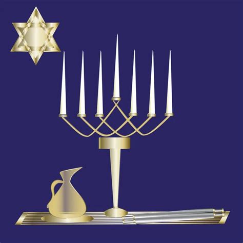 The symbol of Judaism. Menorah silhouette. Candlestick seven candles ...