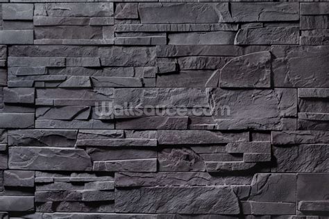 Stone Wall - Charcoal Grey Wallpaper Mural | Wallsauce EU