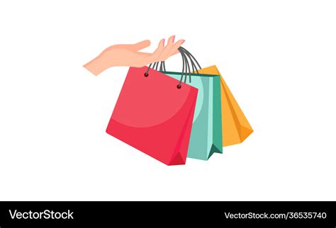 Shopping bag logo hand holding Royalty Free Vector Image