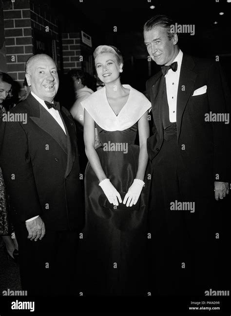 Alfred Hitchcock, Grace Kelly, James Stewart doing PR for "Rear Window" circa 1954 File ...