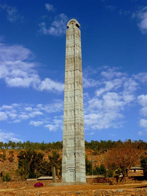 The Obelisk of Axum is a 1,700-year-old, 24-metre-tall (79-foot) granite stele/obelisk, weighing ...