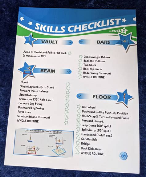 Gymnastics Skills Checklist Compulsory Level 2 Printed - Etsy