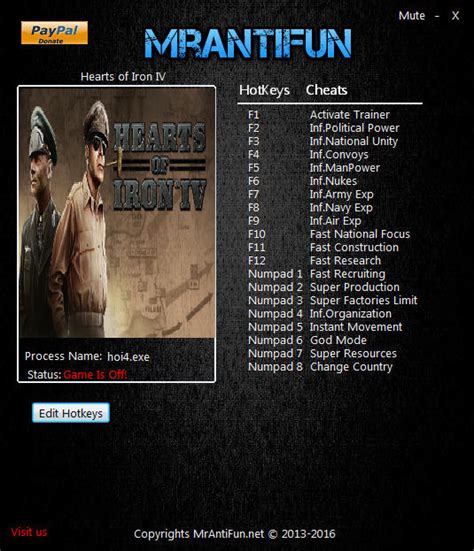 Hearts of Iron 4 Trainer +19 v1.0 MrAntiFun - download cheats, codes ...