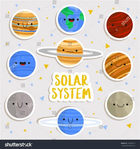 Big Set Cute Cartoon Planets Stickers: เวกเตอร์สต็อก (ปลอดค่าลิขสิทธิ์ ...