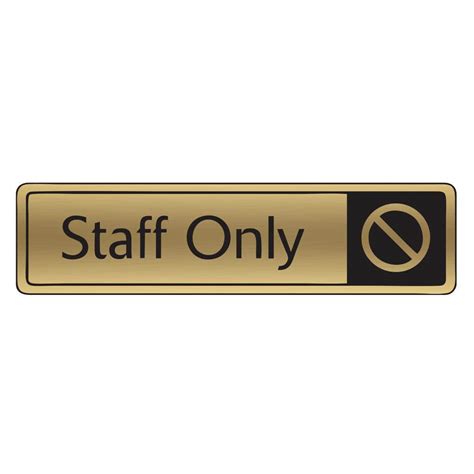 Brushed Gold Staff Only Signs - Braccio.co.uk