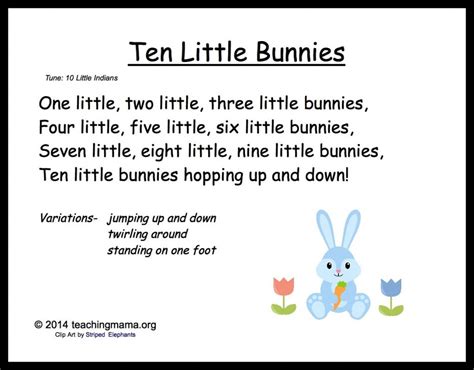 5 Bunny Chants for Preschoolers