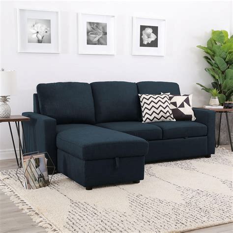 Lincoln Fabric Reversible Storage Sectional Sofa with Pullout Bed ...