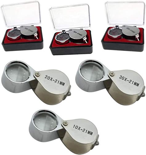 Amazon.com: 3 Pieces 10X / 20X / 30X Jeweler Loupe Glass Diamond Loupe Metal Round Body Jewelers ...