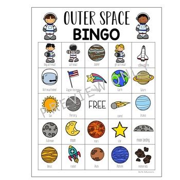 Outer Space Bingo Cards by Little Bell Lessons | TPT