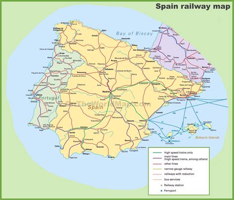 Spain railway map - Ontheworldmap.com