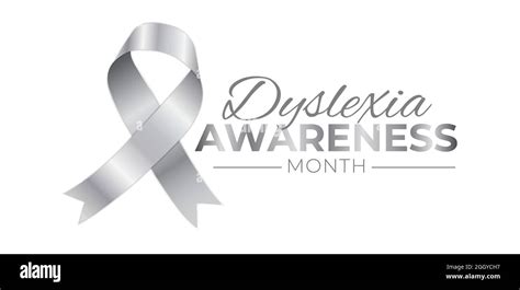 Dyslexia Awareness Month Logo Illustration with Silver Ribbon Stock Vector Image & Art - Alamy