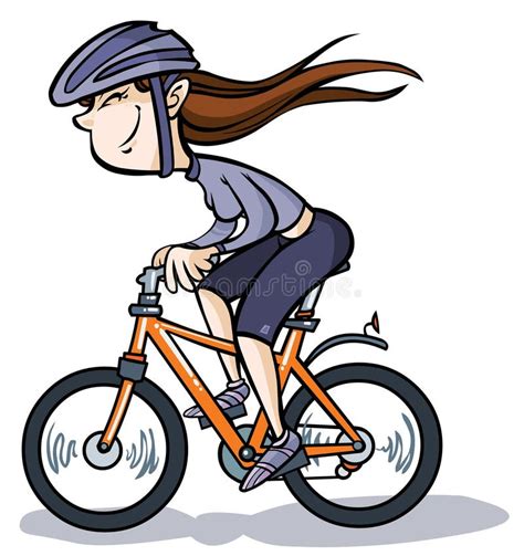 Fille De Dessin Animé Sur Le Vélo. Illustration de Vecteur ...