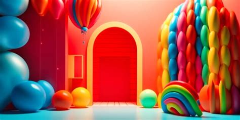 Premium AI Image | a rainbow and balloons in a colorful background