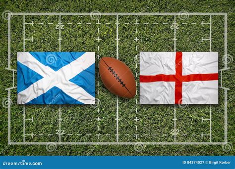 Scotland Vs. England Flags on Rugby Field Stock Image - Image of player ...