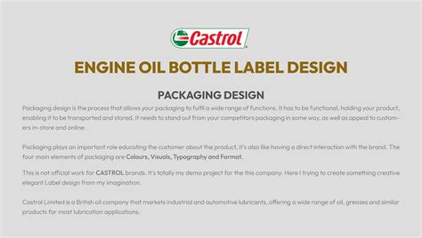 Castrol Engine Oil Bottle Label Design :: Behance