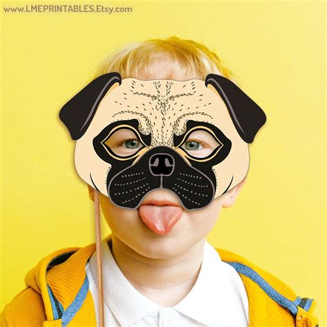 Pug Dog Mask Printable Costume Fawn Carlin Mops Dutch Bulldog Mastiff ...