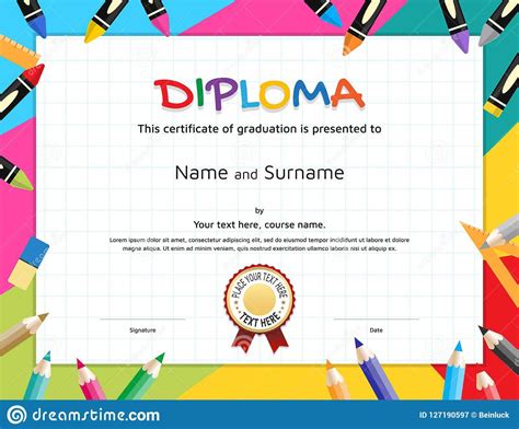 Kids Diploma Or Certificate Template With Painting Stuff within ...