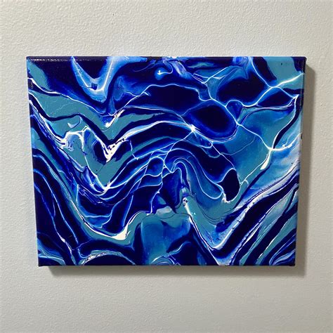 Blue Water Abstract Art Painting. Glossy Finished Original | Etsy