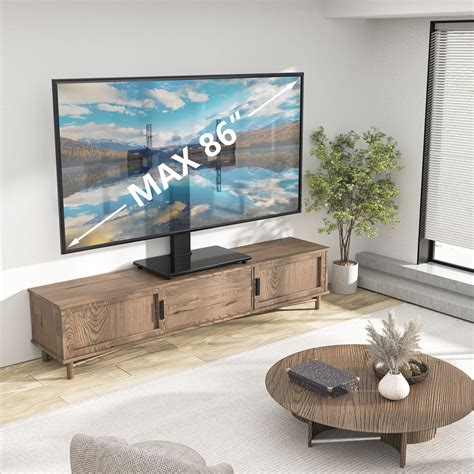 Swivel Table Top TV Stand Universal TV Glass Base For 40 To 86 Inch TVs ...