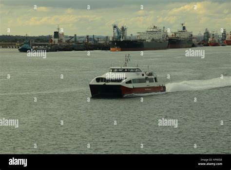 Red jet ferry Stock Photo - Alamy