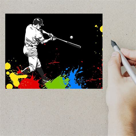 Abstract Baseball Art Postcard Set 4 Postcards 130 Thick | Etsy