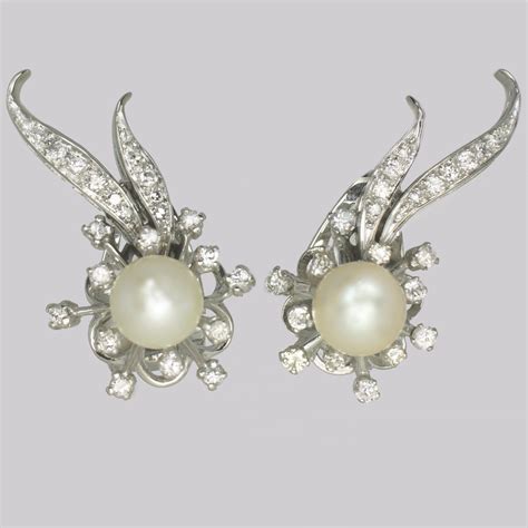 Vintage Diamond and Pearl Earrings 18ct Gold 1.0ct Diamond - The Chelsea Bijouterie