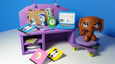 DIY LPS Doll Computer Desk PLUS Accessories (Alarm Clock, Notebooks, Cal... | Lps diy ...